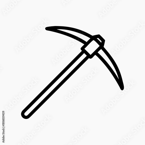 A pickaxe icon bold outline vector illustration design