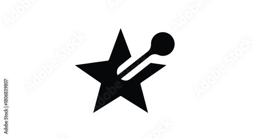 Abstract black starburst with a stylized fork and spoon creating a unique culinary symbol.