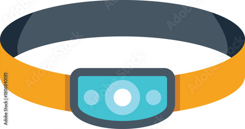 Head flashlight is illuminating, providing bright light for working in dark conditions