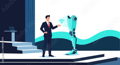 Innovative technology concept showcasing human interaction with advanced robotics solutions