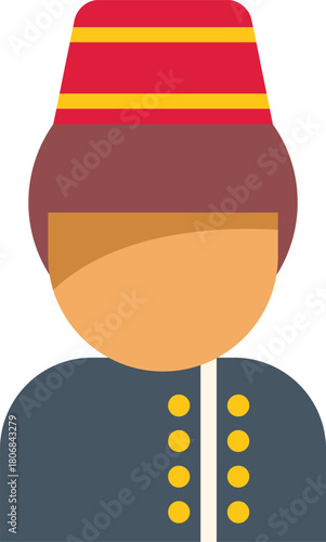 Hotel bellboy wearing a uniform hat and jacket with gold buttons is a friendly face to help guests with their luggage
