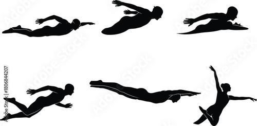Vector illustration of a man jumping with a bird silhouette and outstretched wings for a sense of flight
