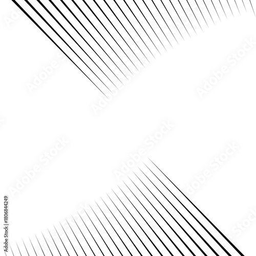 Diagonal striped illustration. Repeated black lines on white background. Surface pattern design with linear ornament. Disco lights motif. Stripes wallpaper. Digital paper for web designing. Vector art