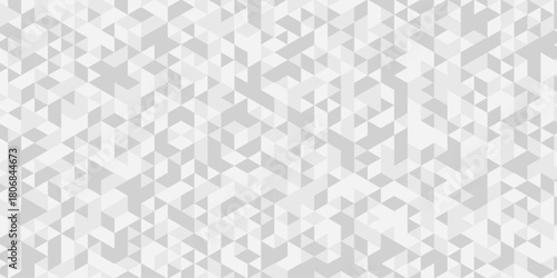 Abstract geometric wall tile and metal cube background triangle wallpaper. Seamless geometric pattern low polygon backdrop background. Gray diamond decoration overlap polygonal background.	
