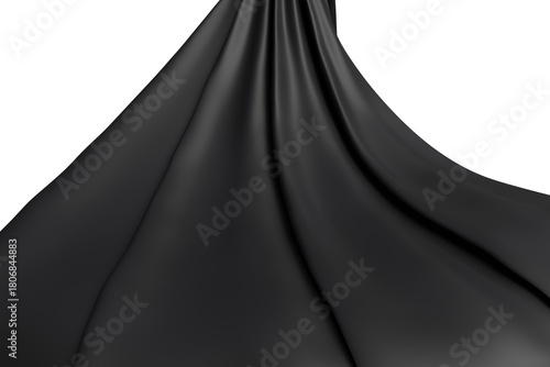 Canvas-taulu Luxurious black fabric cascades with graceful folds and undulating ripples trans