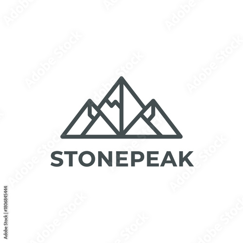 A minimalist logo featuring a geometric mountain range above the word "STONEPEAK