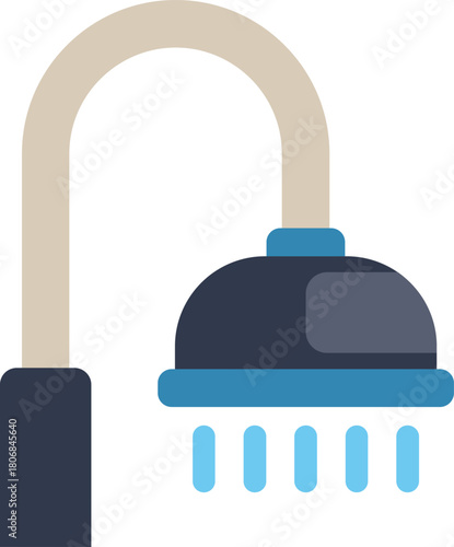 Shower head spraying water drops, bathroom sanitary ware for washing and hygiene