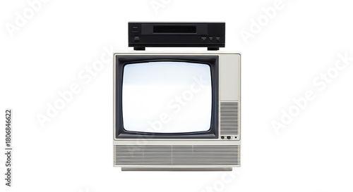 Wallpaper Mural Old television with vcr isolated on transparent background, vintage technology concept Torontodigital.ca