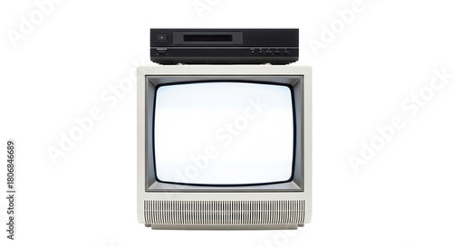 Wallpaper Mural Vintage television with vcr isolated on transparent background, retro technology concept Torontodigital.ca
