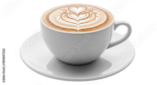 Wallpaper Mural Cup of cappuccino with latte art isolated on transparent background for breakfast Torontodigital.ca