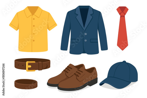 Business attire selection for formal events and professional settings. Set of 6 vector illustration