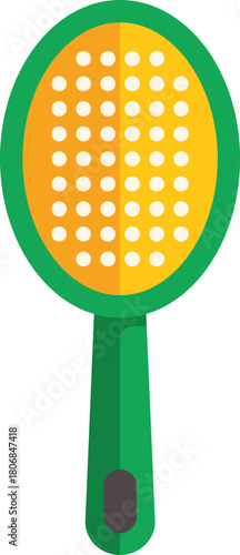 Fly swatter killing annoying insects, flat vector icon representing a tool for fighting against flies