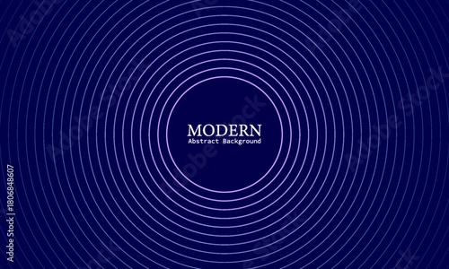 Abstract Sound Wave Lines Forming a Circular Tunnel Frame, Blue and Violet Color Gradient on Dark Background.