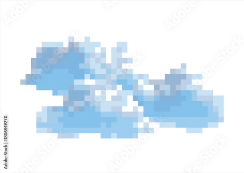 Abstract Pixelated Blue Cloud.  8 bit. Game development, mobile app. Isolated vector illustration.