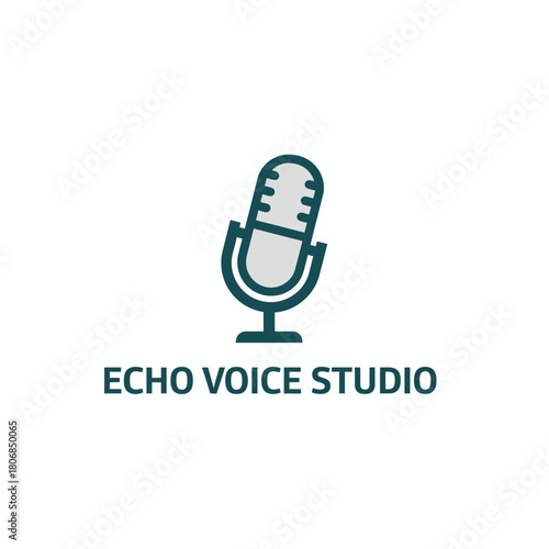 A minimalist logo featuring a microphone above "ECHO VOICE STUDIO" in dark teal