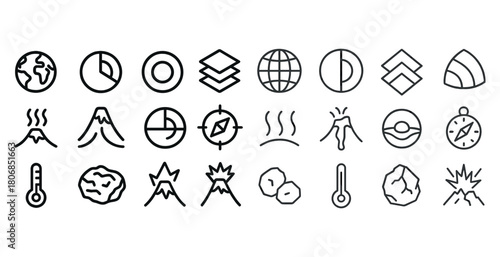 Collection of geometric and earth-themed icon set