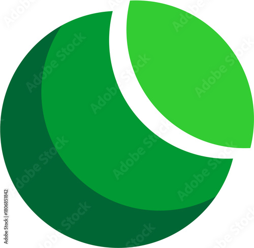 Green glossy tennis ball icon or logo design vector illustration