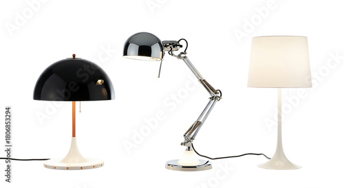 Wallpaper Mural Three different table lamps isolated on transparent background for interior design Torontodigital.ca