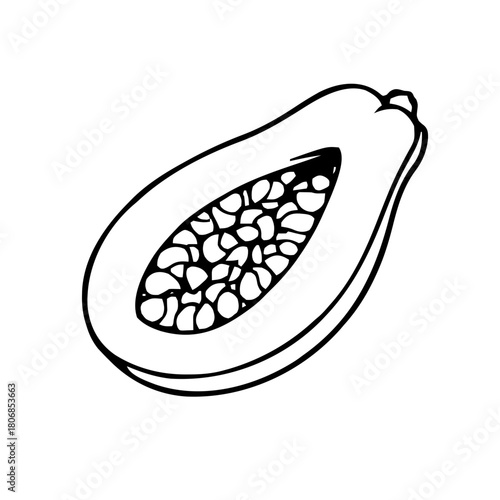 Food & Kitchen – Thick Outline BW – papaya sharp