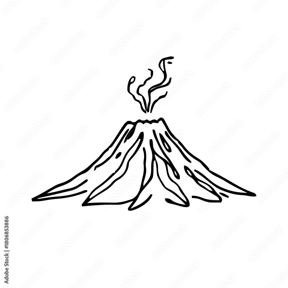 Fototapeta premium Travel & Navigation – Thick Outline BW – volcano outline