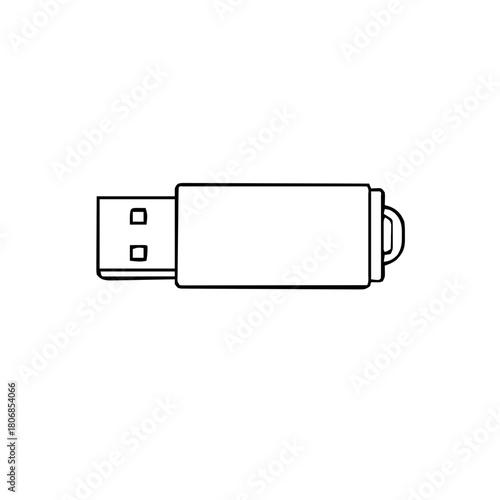 Technology & Devices – Thick Outline BW – usb flash drive side view