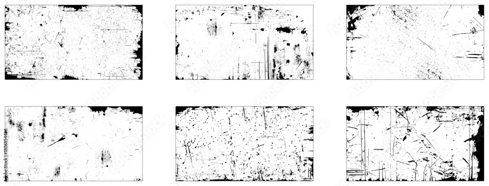 Obraz premium Set of Black and white grunge. Distress overlay texture. Surface dust and rough dirty wall background concept.
