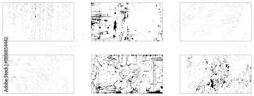 Set of Black and white grunge. Distress overlay texture. Surface dust and rough dirty wall background concept.