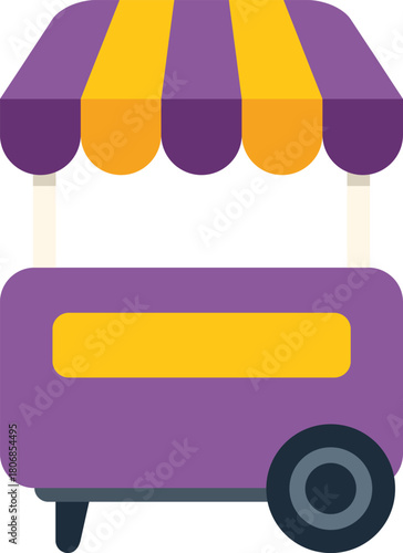 Mobile street food cart with a yellow awning, ready to serve hungry customers