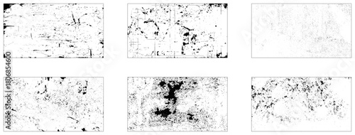 Set of Black and white grunge. Distress overlay texture. Surface dust and rough dirty wall background concept. Distress illustration simply place over object to create grunge effect. Vector 