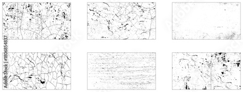 Set of Black and white grunge. Distress overlay texture. Surface dust and rough dirty wall background concept. Distress illustration simply. Vector 