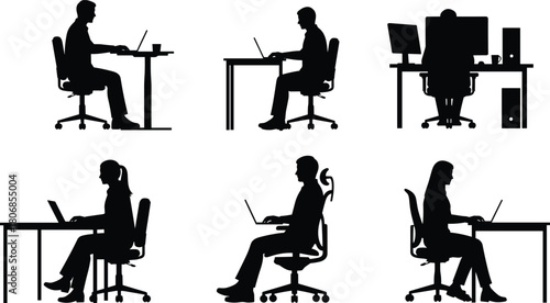 Set of human head silhouettes, black and white avatars, male and female hairstyle icons, vector illustration profile collection, anonymous faces.