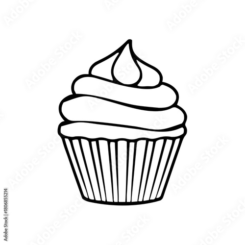 Food & Kitchen – Thick Outline BW – cupcake minimal