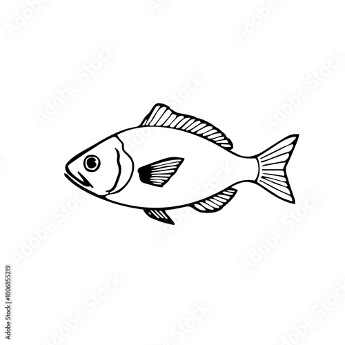 Food & Kitchen – Thick Outline BW – fish simple sharp