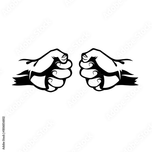 Two clenched fists facing each other in a confrontational stance.