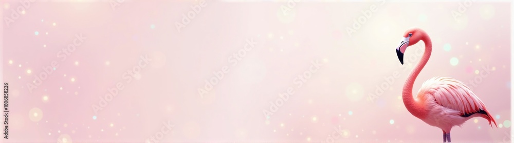 Obraz premium Flamingo standing in the water with a pink background and a blurry background animal background