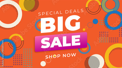 Big sale banner template in bright colors
