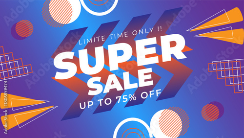 Sale banner template design with geometric background big sale special offer