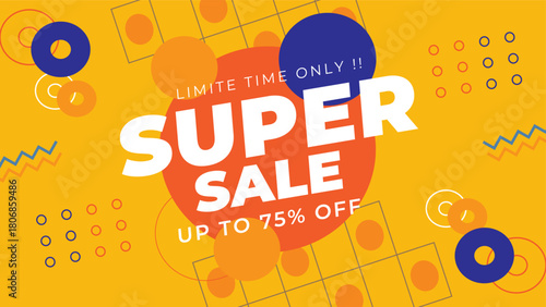 Sale banner template design with geometric background big sale special offer