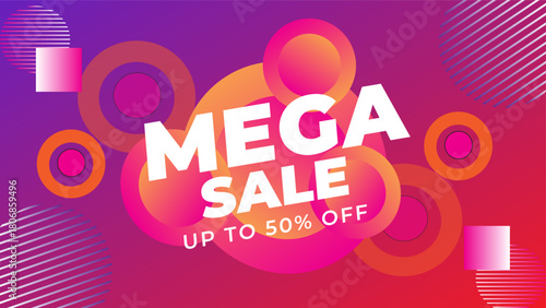 Mega sale colorful background template in geometric style