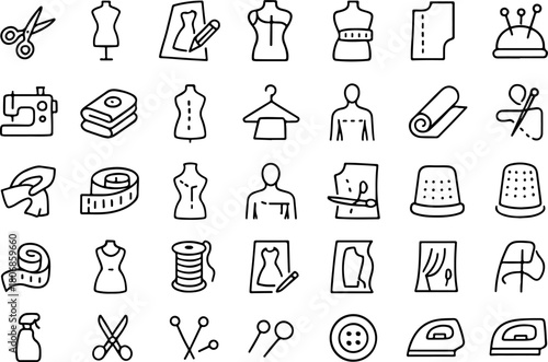 Collection of diverse abstract line art symbols and icons