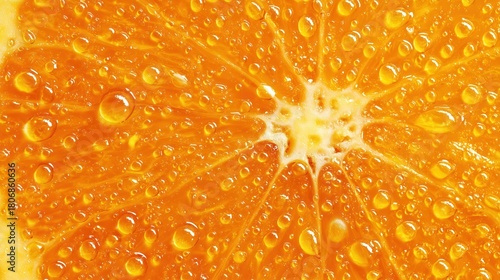 Close-up of Orange Segment with Water Drops: Fresh, Vibrant, and Juicy