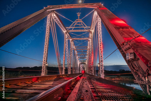 railway bridge at night