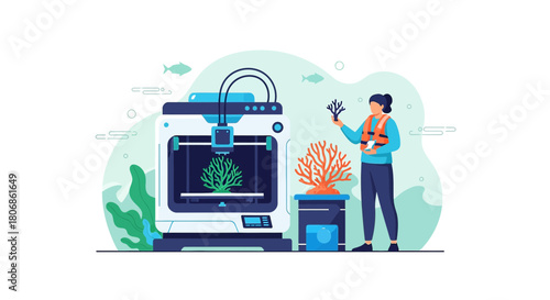 3D printing coral reefs for ocean conservation and restoration efforts in marine biology research