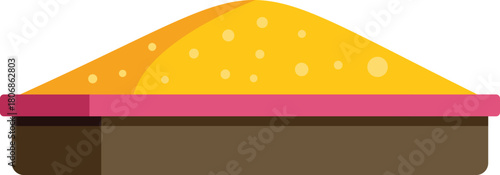 Sandbox with sand forming a small pile, isolated on white background