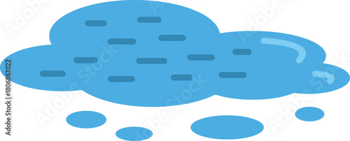 Cartoon blue cloud pouring rain isolated on white background representing rainy weather