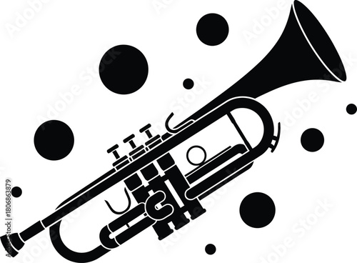 Isolated black trumpet vector illustration musical instrument graphic art eps silhouette
