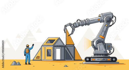 Automated construction: robotic arm building modular home under human supervision engineering marvel