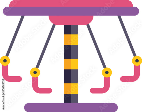 Vibrant and playful swing ride spins merrily, inviting children and families to enjoy the thrills of an amusement park