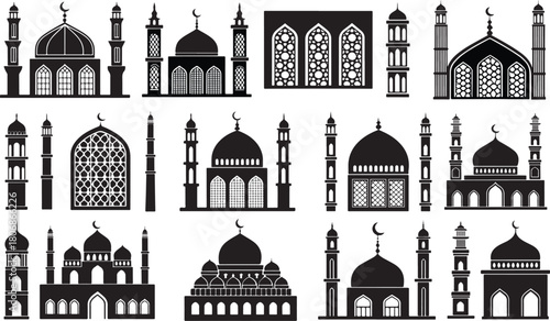 Islamic Mosque and Minaret Silhouettes  window Collection