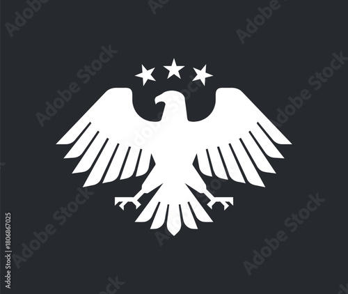 White Coat of arms of Syria. Syrian Eagle white emblem